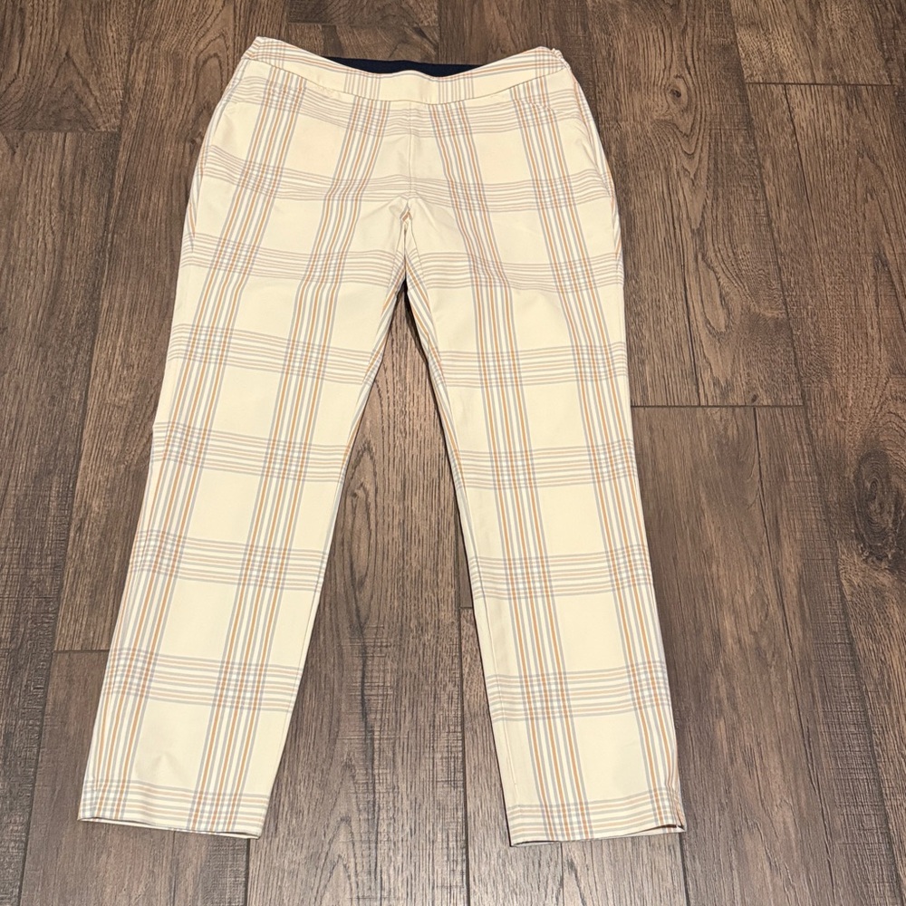 NEW⛳️Peter Millar Dynamite Technical Pants Plaid Cropped in Cream and Gray